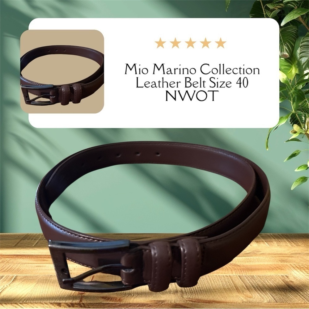 Mio Marino Dark Brown Leather Belt for Men Size 40 NWOT